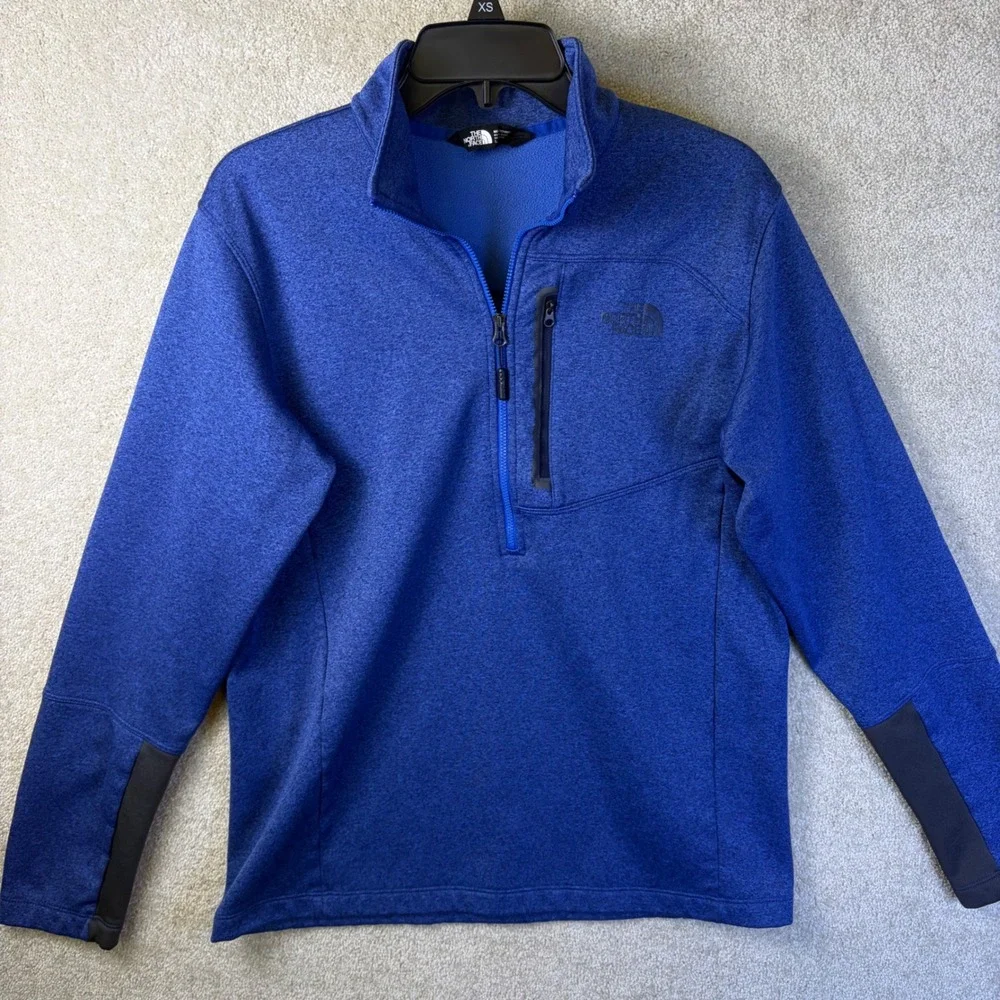 The North Face Quarter Zip Pullover Mens Large Blue Heathered Outdoor Athleisure